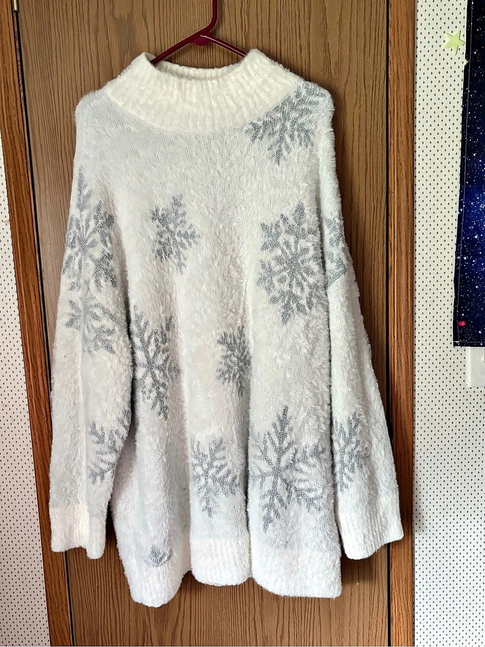 Torrid Eyelash Lurex Crew Neck Pullover Sweater White & Gray Size 3